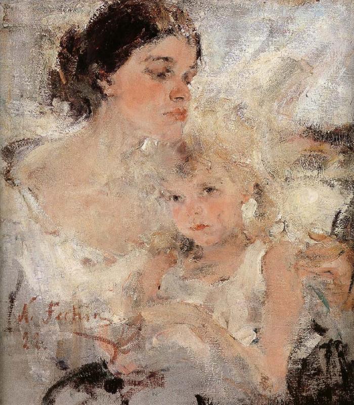 Nikolay Fechin Artist-s Wife and his daughter China oil painting art